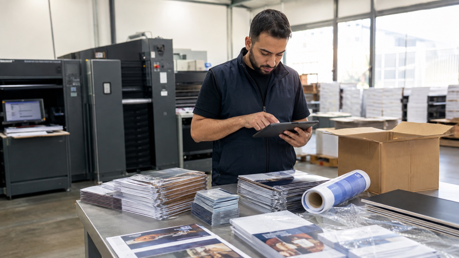 Tüyap yakını acil dijital baskı siparişinin paketlenmesi
